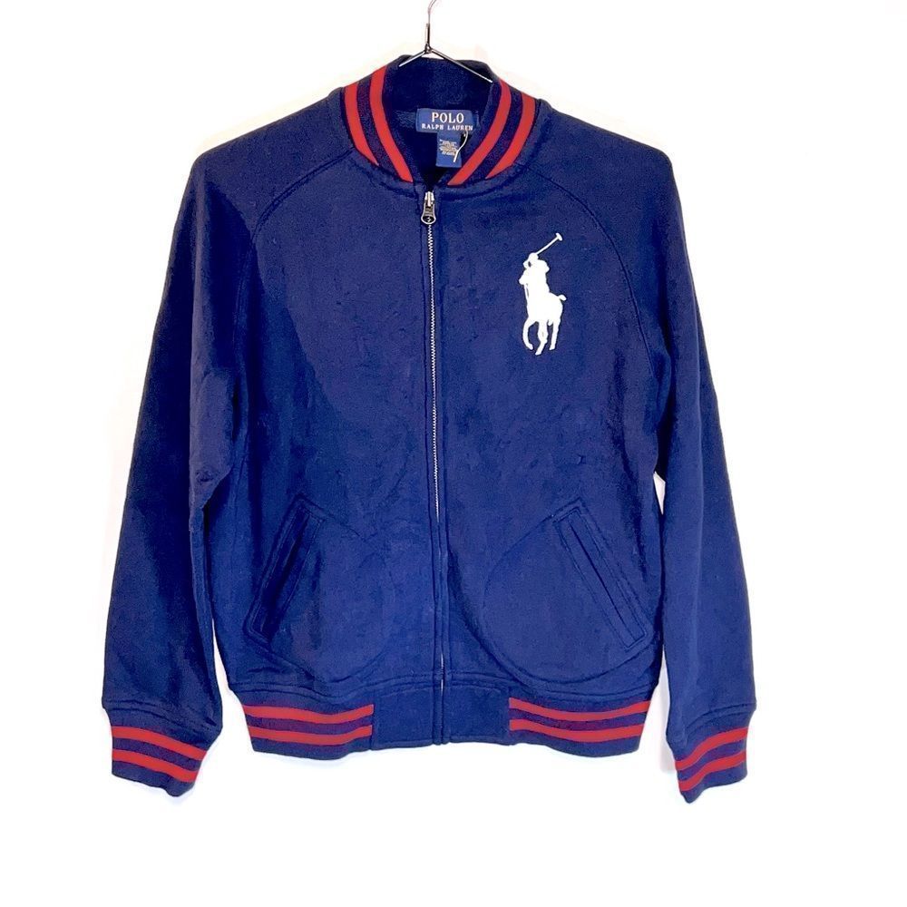 NWT Ralph Lauren Polo Zip Cotton Cardigan Jacket Big Pony Boys Sz M 10-12